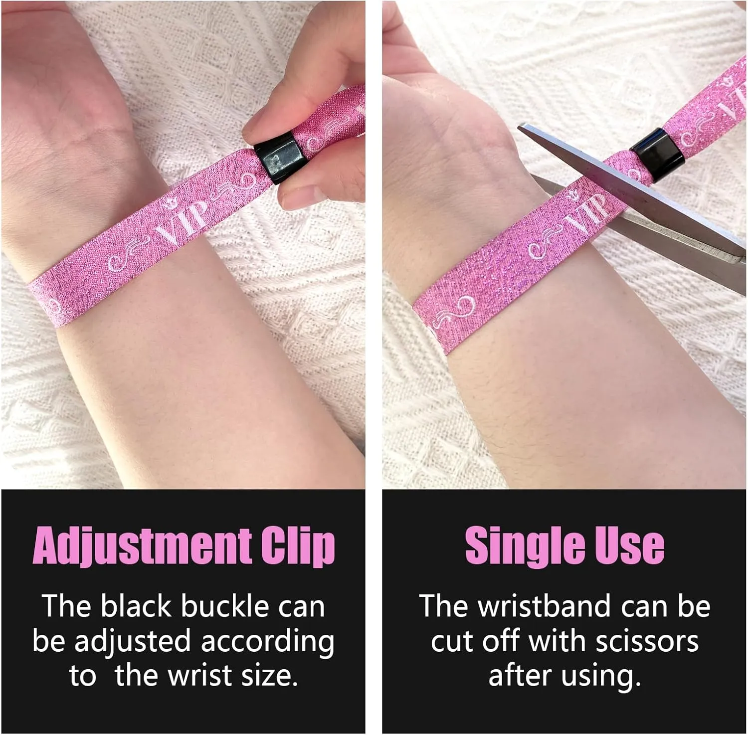 100 Colored Wristbands - Lightweight Pink Concert Party Wrist Straps