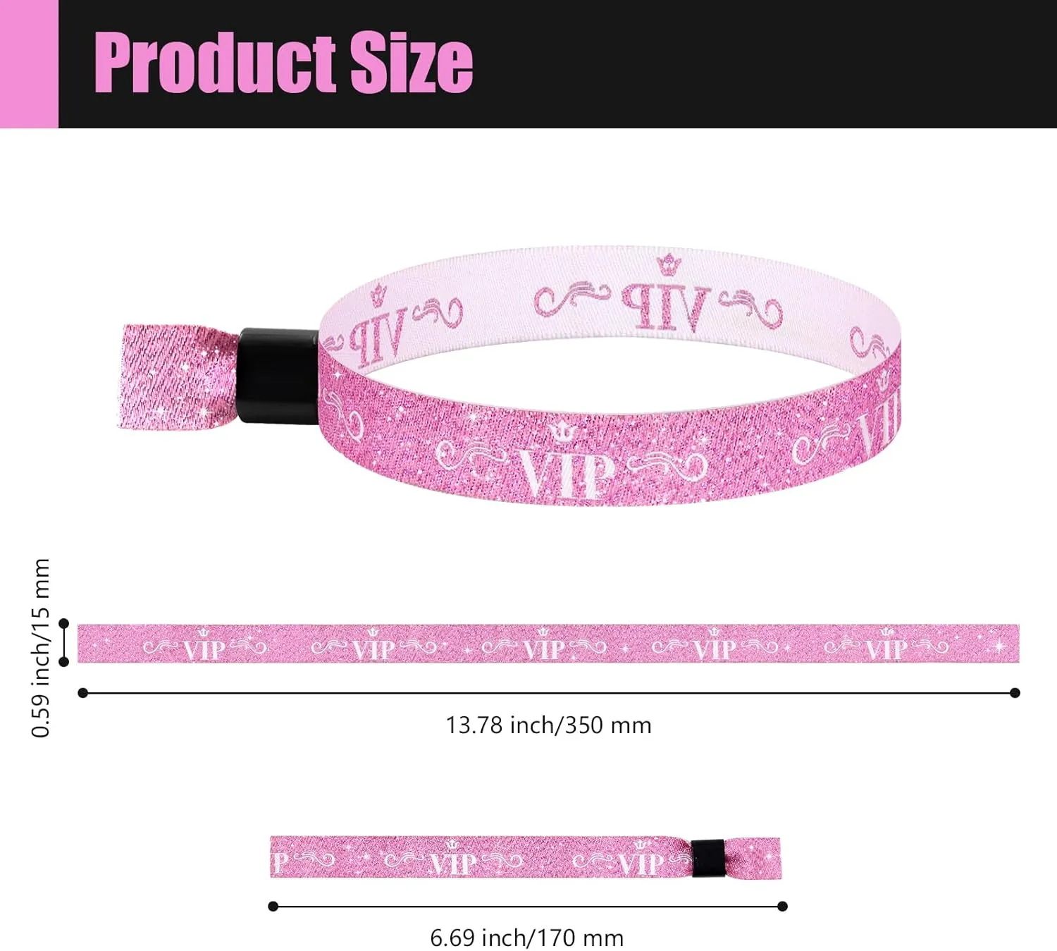 100 Colored Wristbands - Lightweight Pink Concert Party Wrist Straps