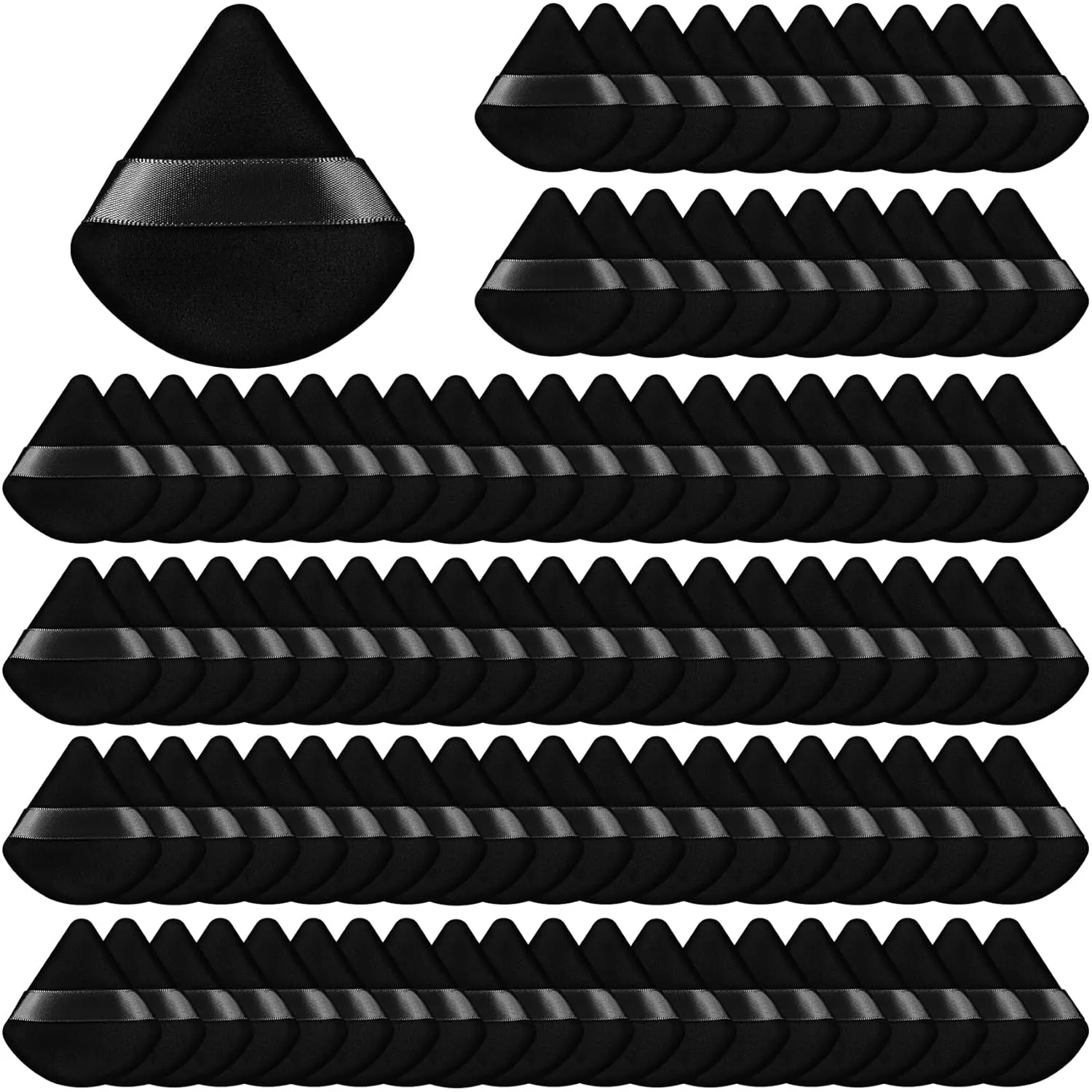 100 Pcs Triangle Powder Puff for Face Powder, Beauty Makeup Sponge for Loose and Dry Cosmetic Foundation Soft Makeup Puff for Contouring, Facial Sponges Make up Tools (Black)