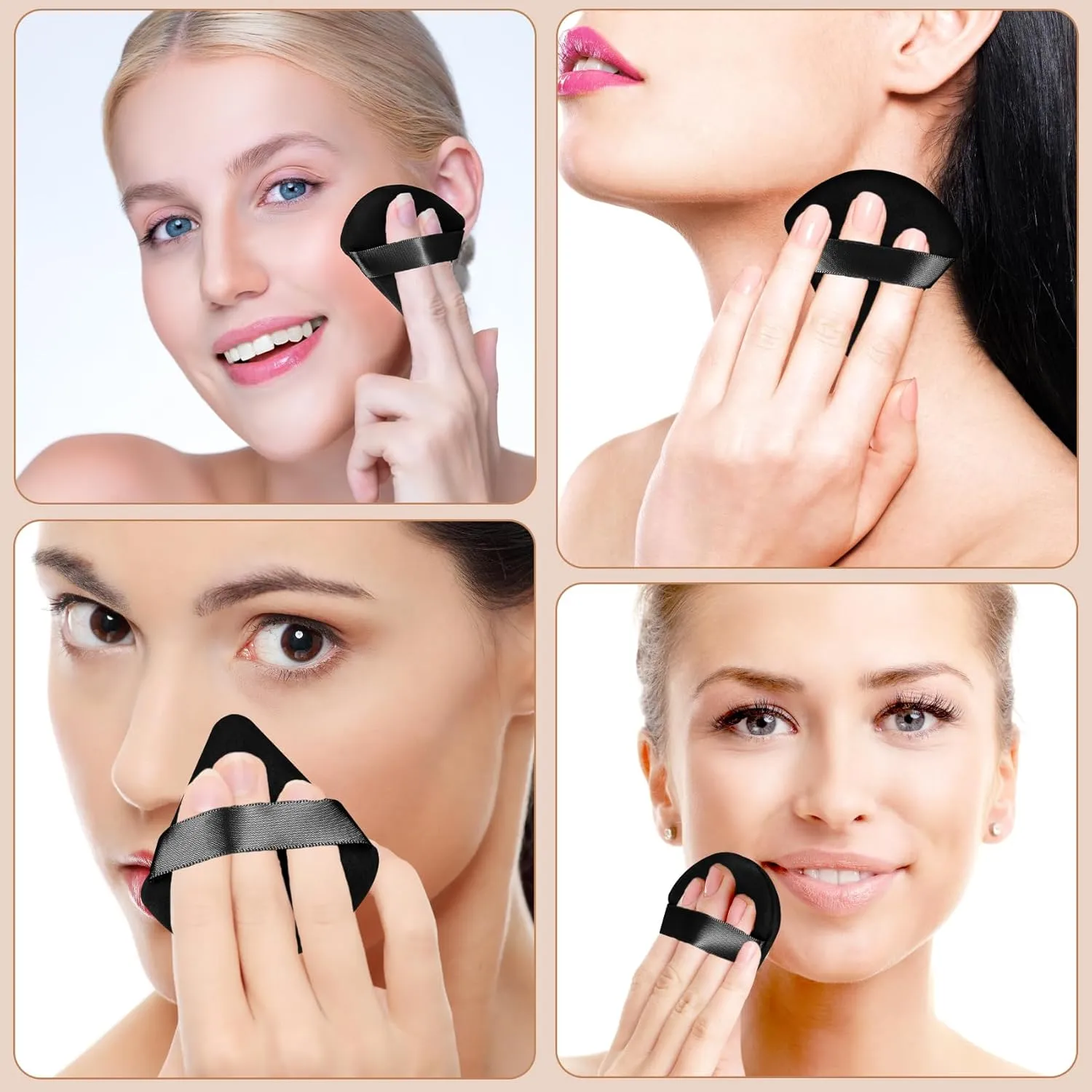 100 Pcs Triangle Powder Puff for Face Powder, Beauty Makeup Sponge for Loose and Dry Cosmetic Foundation Soft Makeup Puff for Contouring, Facial Sponges Make up Tools (Black)