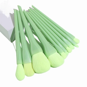 10 pcs green makeup brushes set, complete with loose powder brushes and makeup brushes