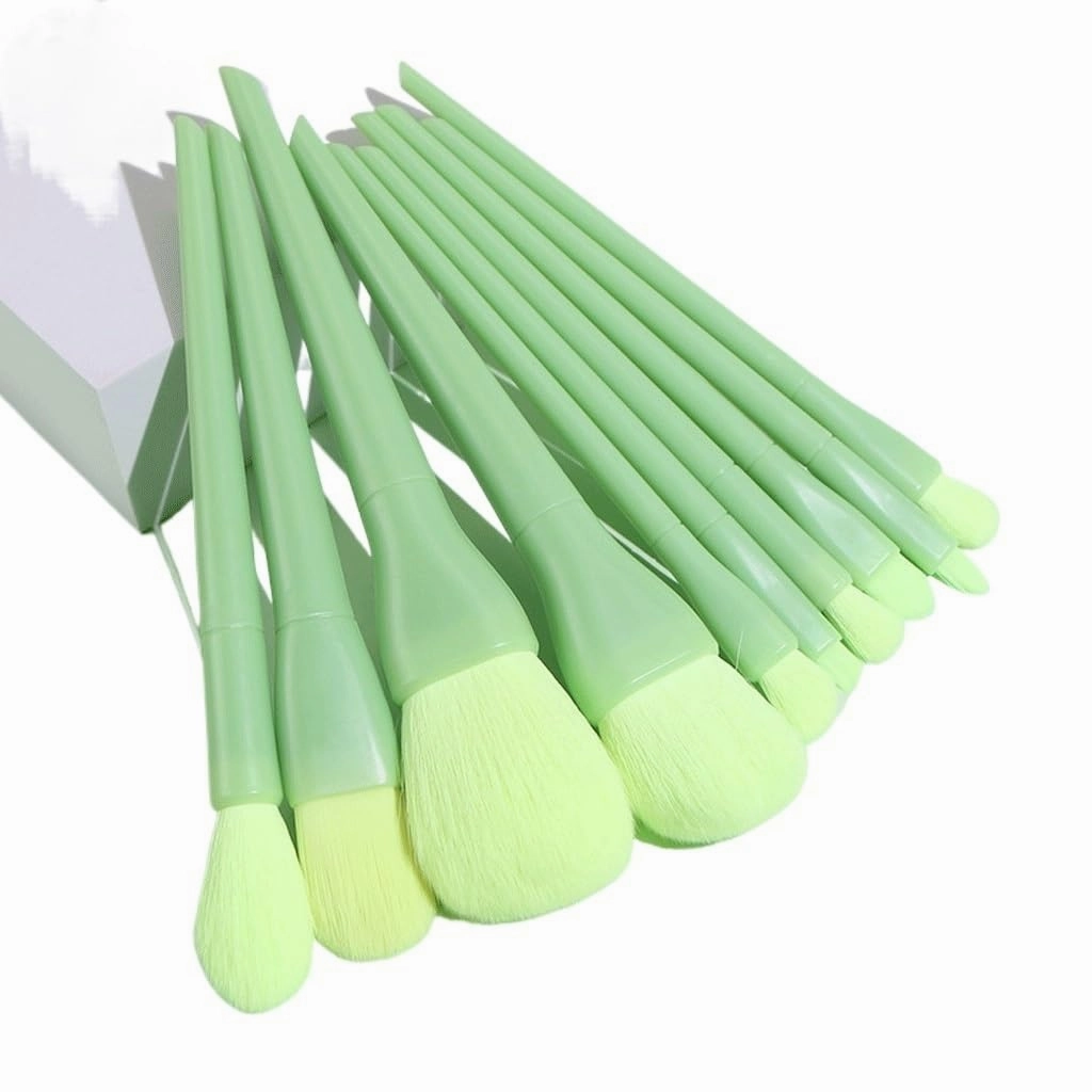 10 pcs green makeup brushes set, complete with loose powder brushes and makeup brushes