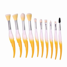 10 Pcs Makeup Brush Set Feather Makeup Brushes Eyeshadow Brush Eye Concealer Foundation Real Makeup Technique (Color : Yellow, Size : One Size)