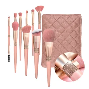 10pcs Diamond Makeup Brushes Set Cosmetics Blending Tool Powder Foundation Blush Highlight Eyeshadow Eyebrow Eyelash Brush