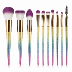 10pcs Makeup Brushes Set Gradient Fan Powder Foundation Brush Eyeshaow Brush Kit