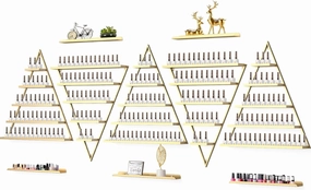 10PCS Metal Wall-mounted Nail Polish Storage Racks, Lorvain 5 Tiers Gold Triangular Display Rack Cosmetic Display Cases Lipstick Perfume Wall Shelf Essential Oil Organizer for Home Spa Nail Salon Shop