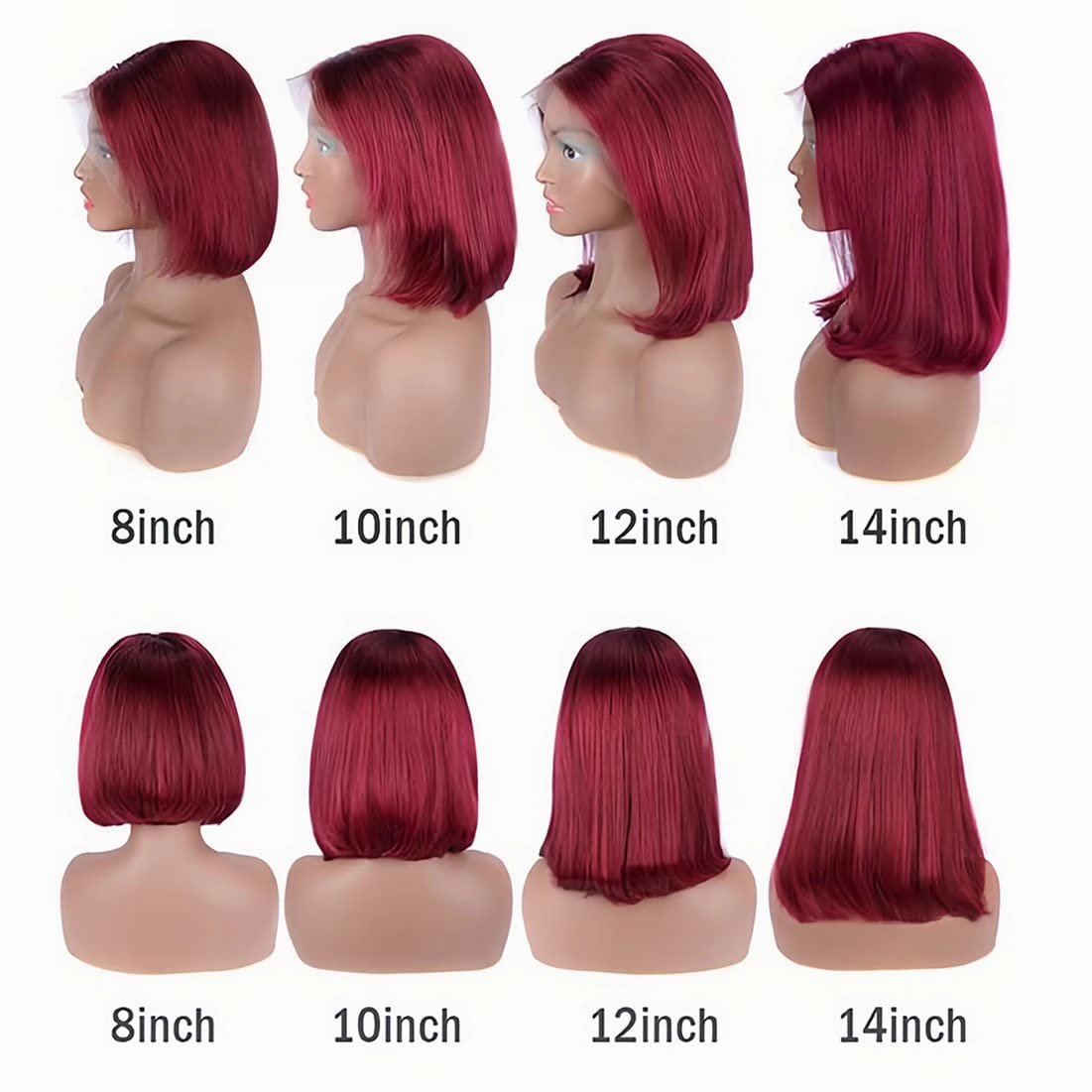 12 Inch 99j Burgundy Lace Front Wigs Human Hair Bob Wig Human Hair 13x4 Lace Front Wigs Human Hair Pre Plucked 180% Density Short Straight Bob Wig Natural Hairline Wine Red Wigs for Black Women