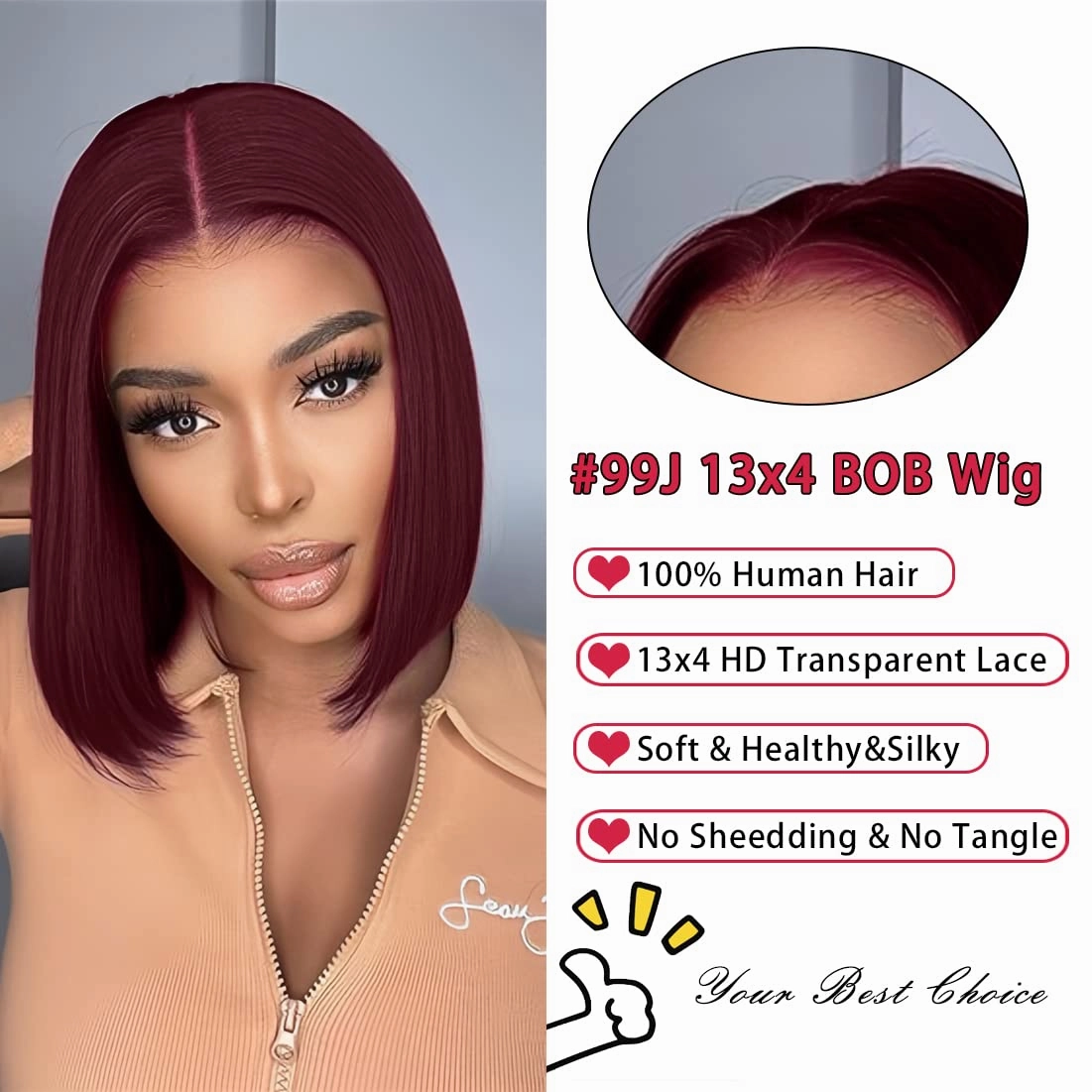 12 Inch 99j Burgundy Lace Front Wigs Human Hair Bob Wig Human Hair 13x4 Lace Front Wigs Human Hair Pre Plucked 180% Density Short Straight Bob Wig Natural Hairline Wine Red Wigs for Black Women