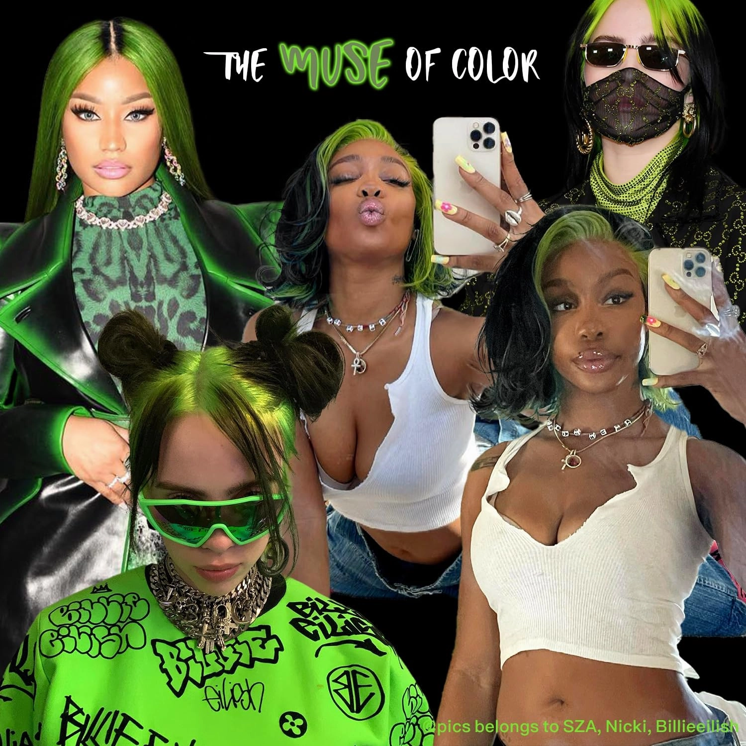 13x4 HD Lace Frontal Wig Black and Green Synthetic Lace Front Wig Pre Plucked Natural Looking Straight Wig 26inch Black with Green Stripes Wig