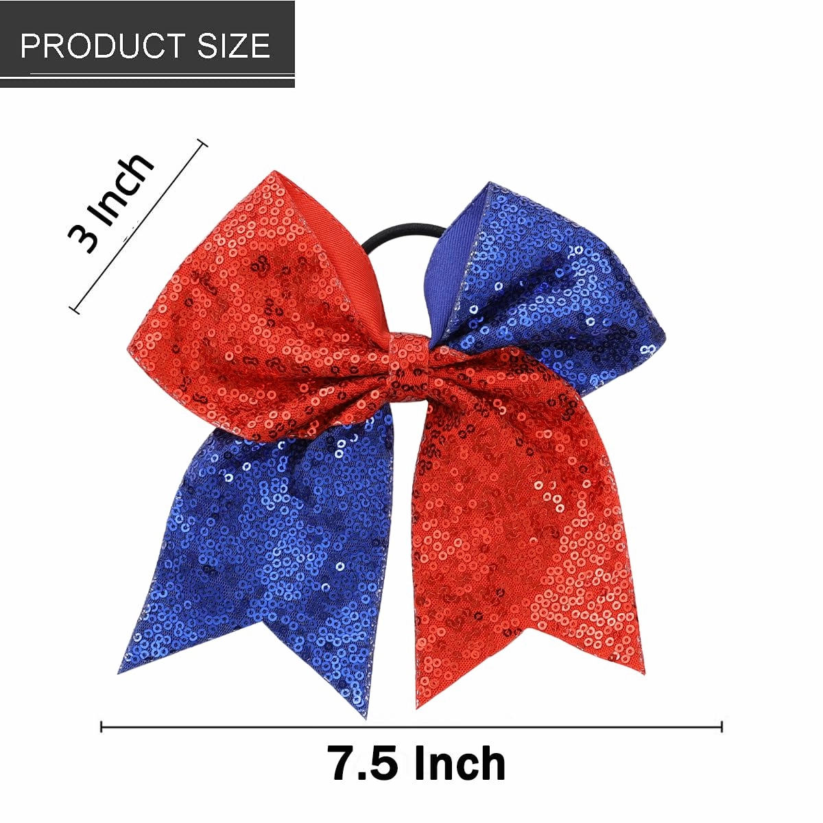16 PCS Large Glitter Cheer Hair Bows, Shiny Cheerleading Bows Ponytail Holder for Cheerleader Girls Softball Sports and Christmas Tree Decor (Red Blue)