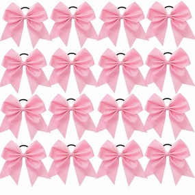 16 PCS Large Glitter Pink Cheer Hair Bows, Shiny Cheerleading Bows Ponytail Holder for Cheerleader Girls Softball Sports and Christmas Tree Decor (Glitter Pink)