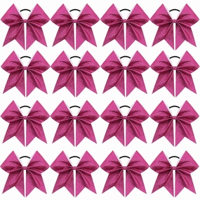 16PCS 8" Large Glitter Cheer Bows for Cheerleaders, CN Sparkly Hair Bows with Elastic Hair Ties Accessories for Teens Girls Women Cheerleading Softball Competition Sports (Hot Pink)