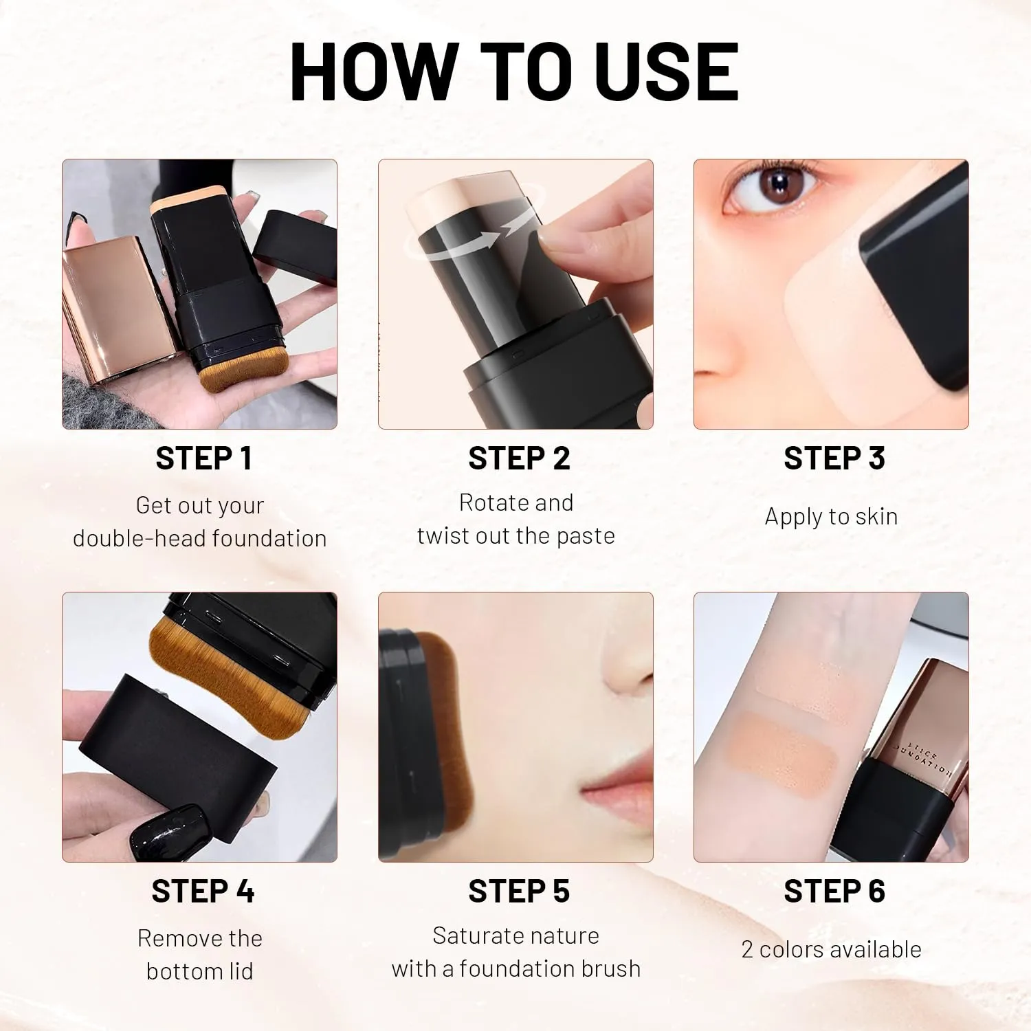 2 In 1 Anti Wrinkle Foundation Stick, Korea Flawless Eraser Foundation Stick- Hydrating Lightweight, Double Head Foundation Make Up Stick with Brush,Multi-Use Face Makeup Contour Stick (Natural,2pcs)