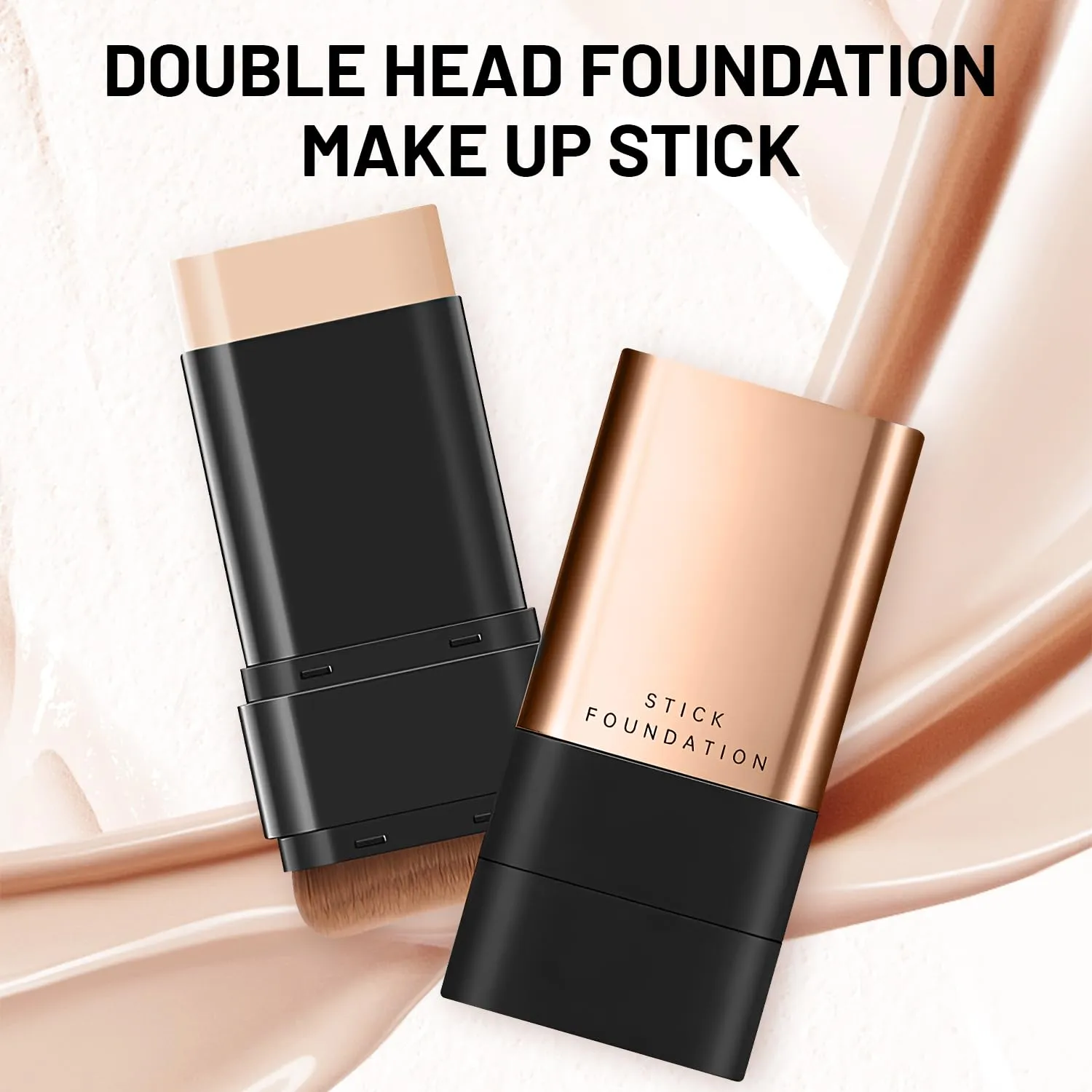 2 In 1 Anti Wrinkle Foundation Stick, Korea Flawless Eraser Foundation Stick- Hydrating Lightweight, Double Head Foundation Make Up Stick with Brush,Multi-Use Face Makeup Contour Stick (Natural,2pcs)