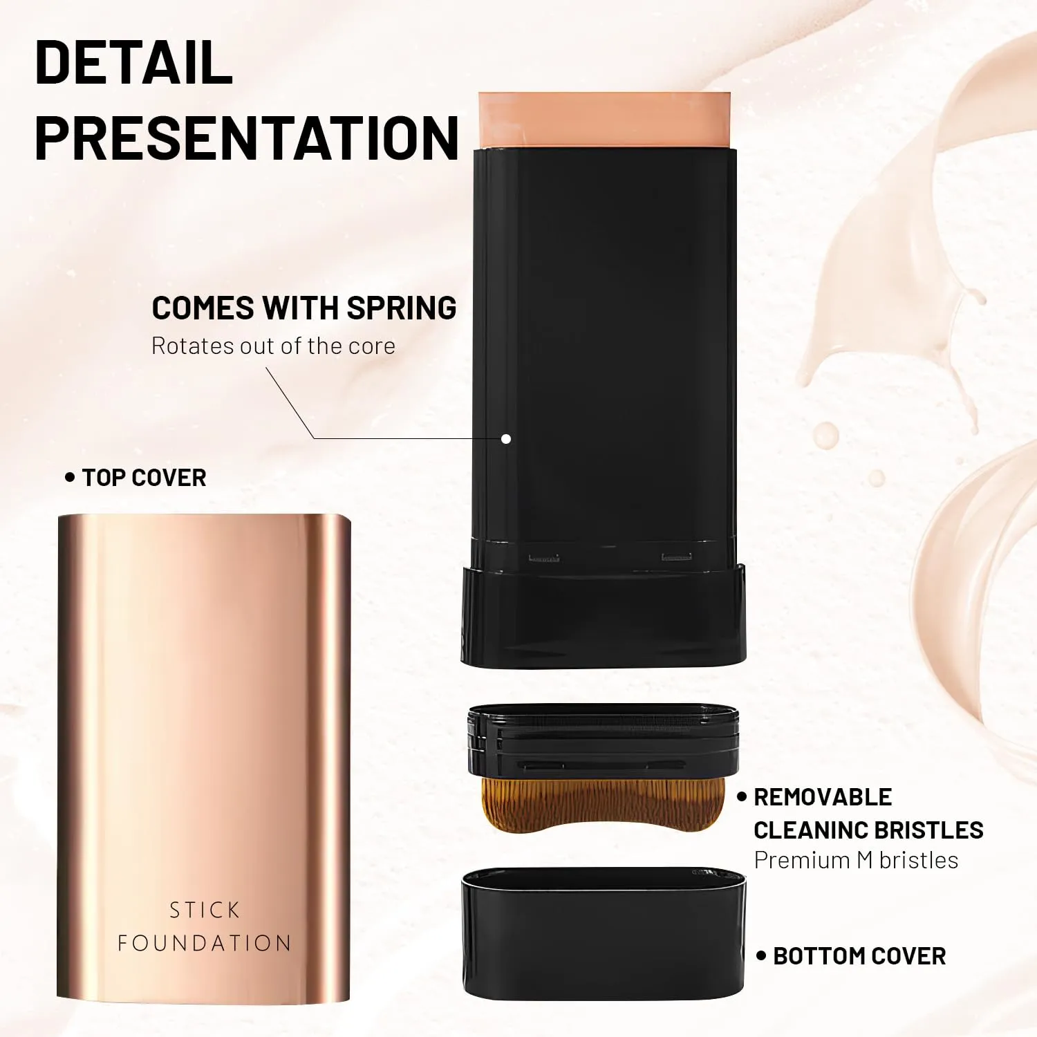 2 In 1 Anti Wrinkle Foundation Stick, Korea Flawless Eraser Foundation Stick- Hydrating Lightweight, Double Head Foundation Make Up Stick with Brush,Multi-Use Face Makeup Contour Stick (Natural,2pcs)