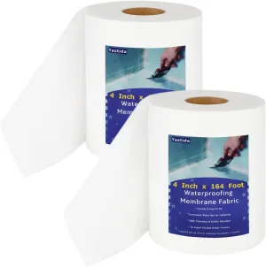 2 Pack 4 Inches x 164 Feet Waterproofing Membrane Anti Fracture Fabric, Reinforcing Water Barrier Drywall Mesh Tape, Liquid Waterproof Membrane Fiberglass Tape for Shower Wall,Seam