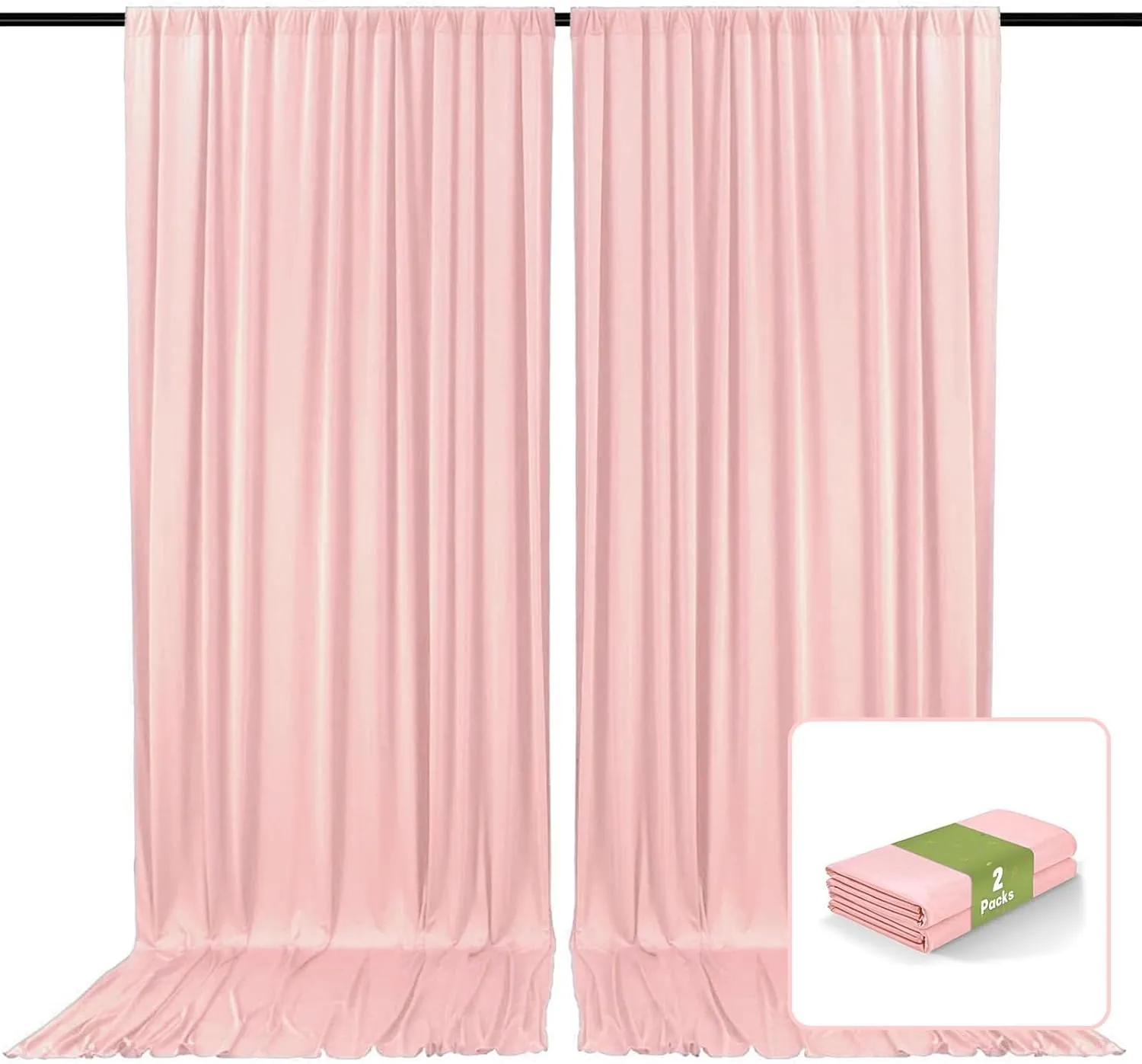 2 Panels Light Pink Backdrop Curtain, 10 x 10 Feet Background Curtains for Parties, Weddings, Baby Showers, Bachelorette Halloween, Christmas Birthday Party Photoshoot Backdrop Curtains Decorations