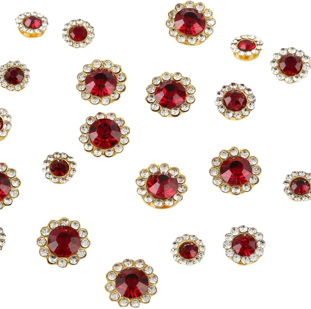 200 Pcs Glass Crystal Sew on Rhinestones for Crafting, 8 mm Gems for Sewing,Shiny Sunflower Rhinestones with Gold Claw for Jewels Making Clothing Shoes Wedding DIY,Dark Pink