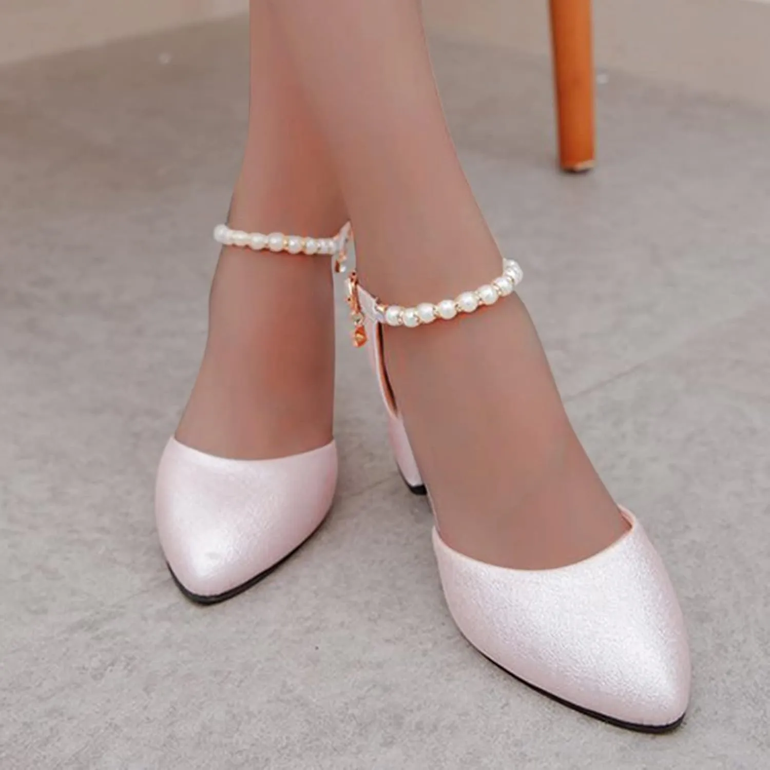 2025 Comfortable Sandals for Women Breathable Elegant Dressy Low Block Chunky Heels Wedding Shoes Fashion Pearl Dance Party Walking Footwear Summer Closed Toe Loafer Shoe with Ankle Strap
