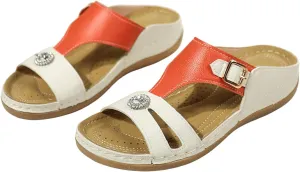 2025 Orthopedic Sandals for Women Breathable Ladies Dress Platform Casual Slides Fashion Rhinestone Slip-On Walking Footwear Summer Beach Vacation Wedge Heel Shoe Indoor/Outdoor Soft Sole Slippers