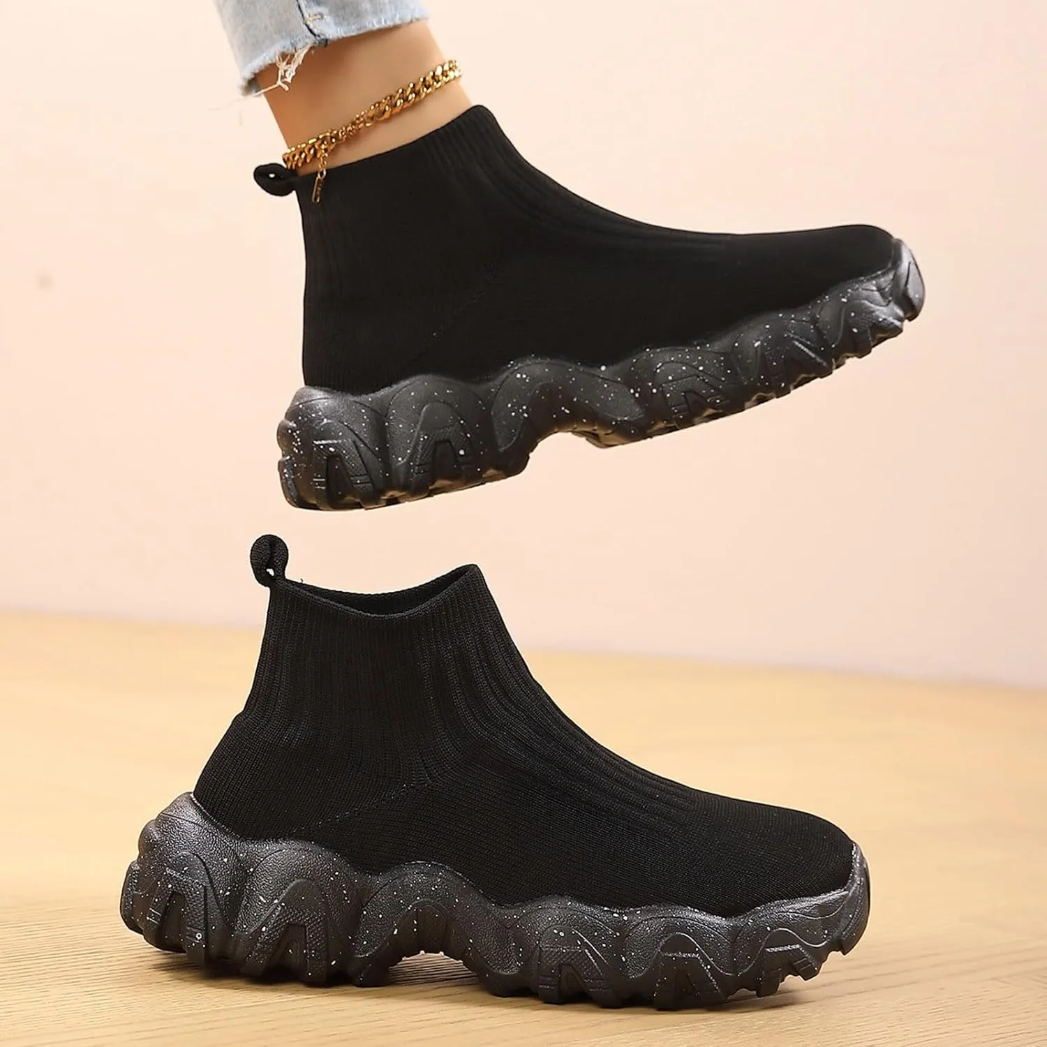 2025 Women Comfortable Casual Shoe Breathable Mesh Slip-On Wedge Heel Shoes Fashion Run Sport Sneakers Non-Slip Walking Footwear Summer Loafer Slippers Indoor/Outdoor Height Increase Slides