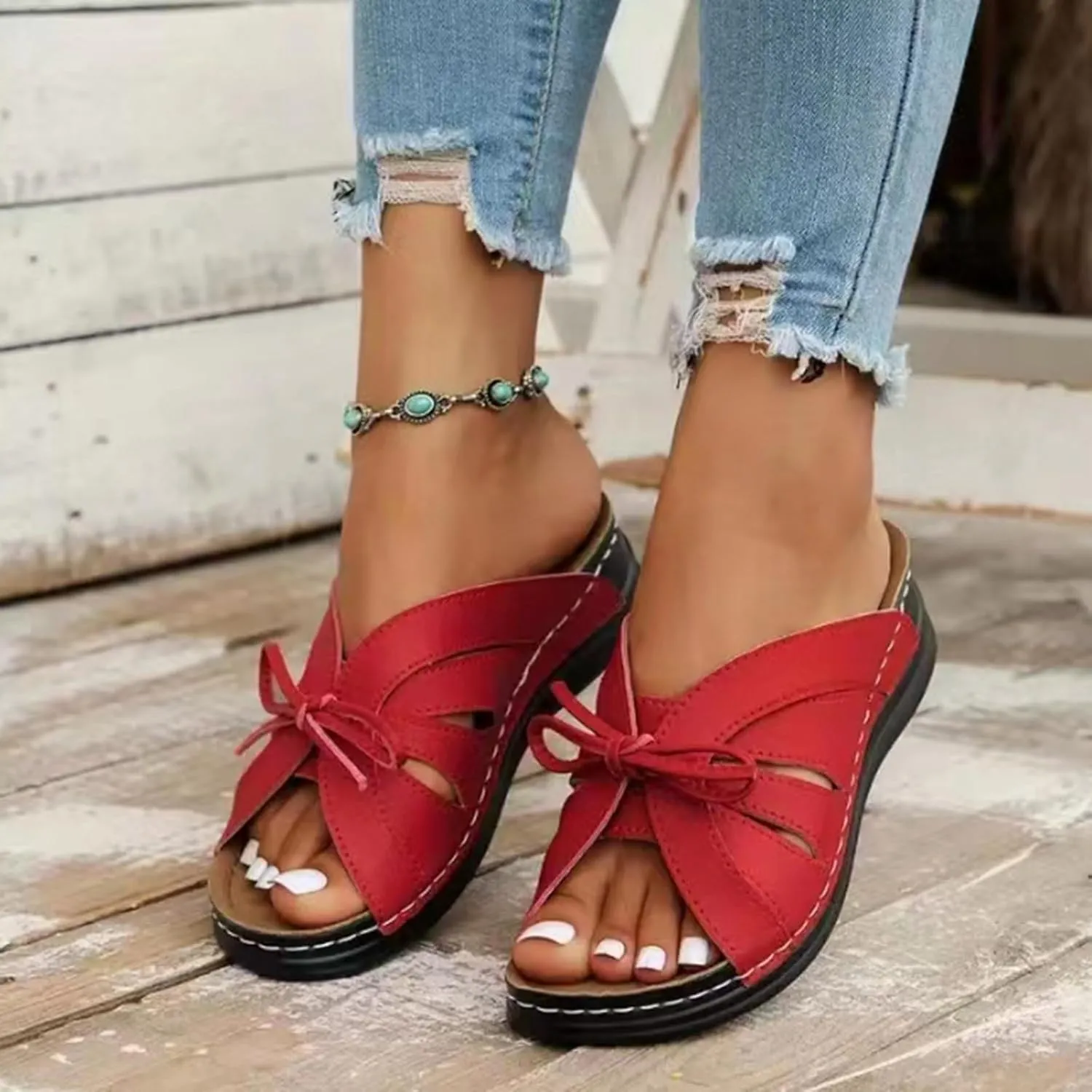 2025 Women Orthopedic Sandals Stylish Ladies Dressy Casual Shoe with Arch Support Breathable Walking Footwear Indoor/Outdoor Slip-On Open Toe Soft Sole Slides Summer Beach Vacation Slippers
