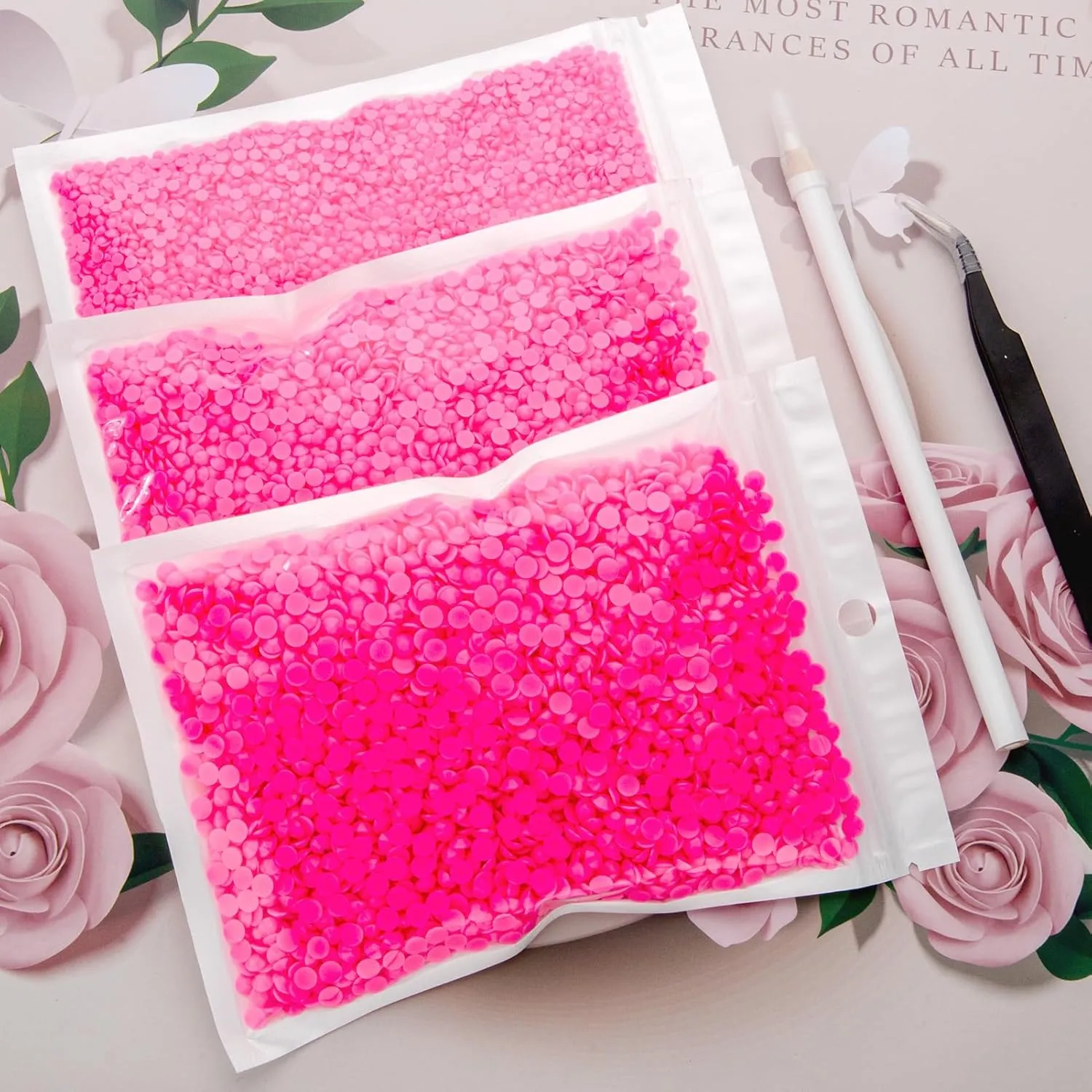 25000 Pcs Hot Pink Resin Flatback Rhinestone, 3 mm 4 mm 5 mm Jelly Resin Non Hotfix Rhinestones for Crafts DIY Design, Tumblers, Clothes, Makeup, Nail Art,Christmas Crafts