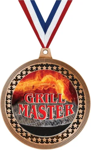 2.75" Grill Master Medal Award, Bronze Vega Grill Master Team Trophy Award Includes Free Neck Ribbon Prime
