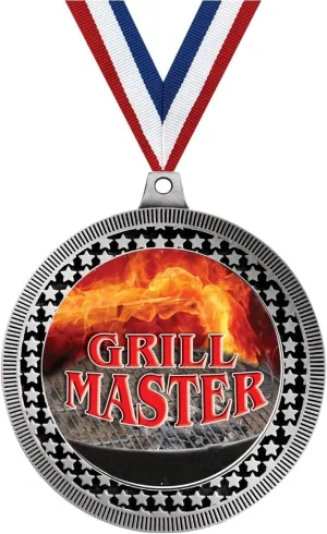 2.75" Grill Master Medal Award, Silver Vega Grill Master Team Trophy Award Includes Free Neck Ribbon Prime