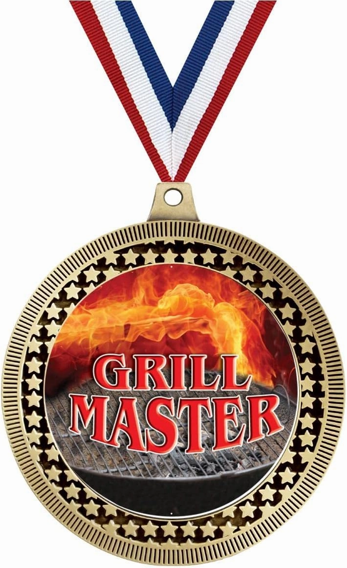 2.75" Grill Master Gold Vega Medal Award, Team Trophy Medals with Free Neck Ribbon Prime