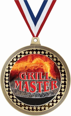 2.75" Grill Master Gold Vega Medal Award, Team Trophy Medals with Free Neck Ribbon Prime