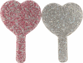 2 Pcs Rhinestone Handheld Mirror Handheld Makeup Mirror Beauty Tools Love Heart Mirror with Handle Cosmetic Hand Mirror