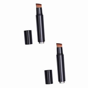 2pcs Multifunctional Foundation Makeup Brush Portable Soft Dense Silk for Liquid Foundation Ideal for Travel Smooth Application
