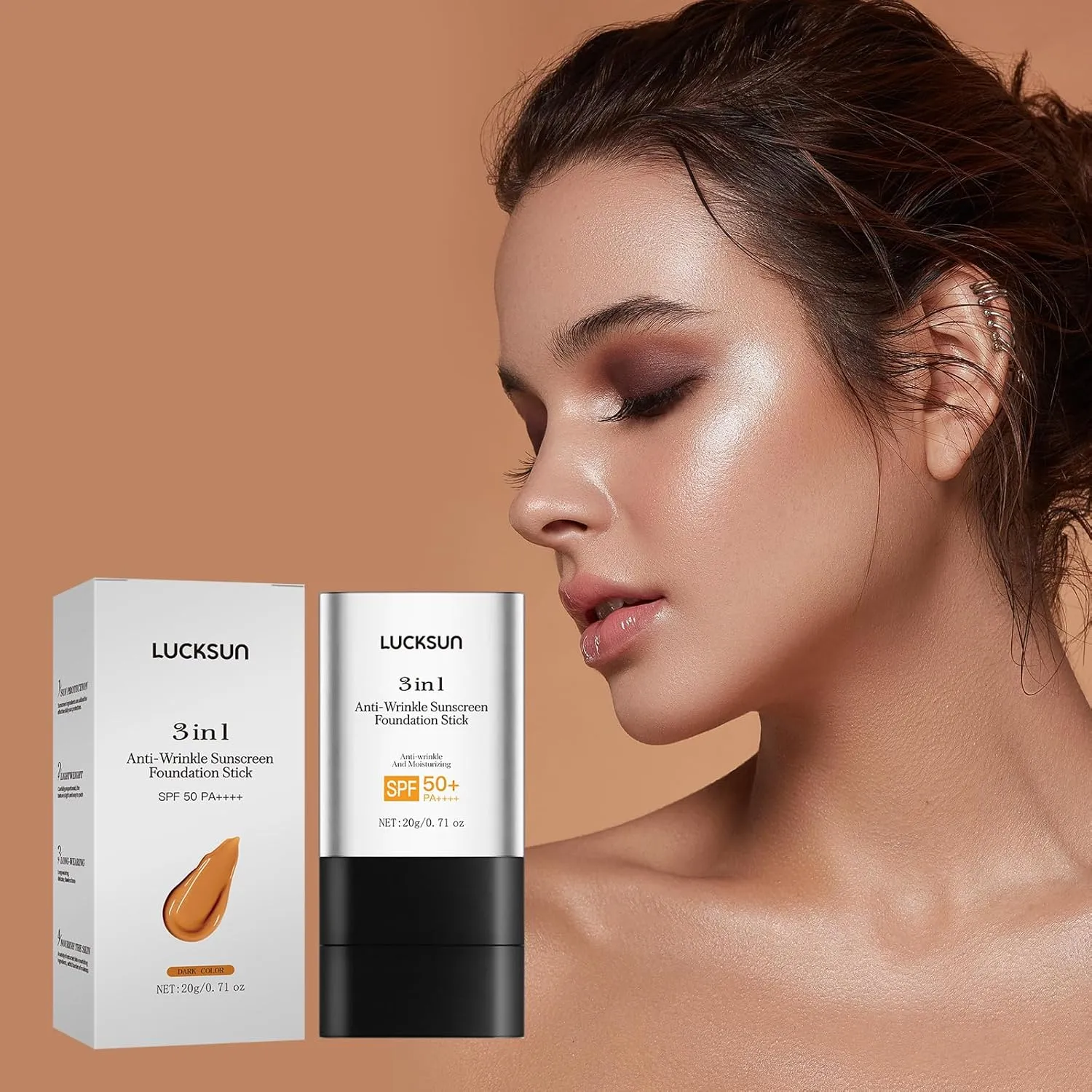 3-in-1 Anti-Wrinkle   Broad Spectrum SPF 50 Foundation Stick - Full Coverage, Flawless Finish, Lightweight Liquid Texture (#003, 0.71 Fl Oz (Pack of 1))