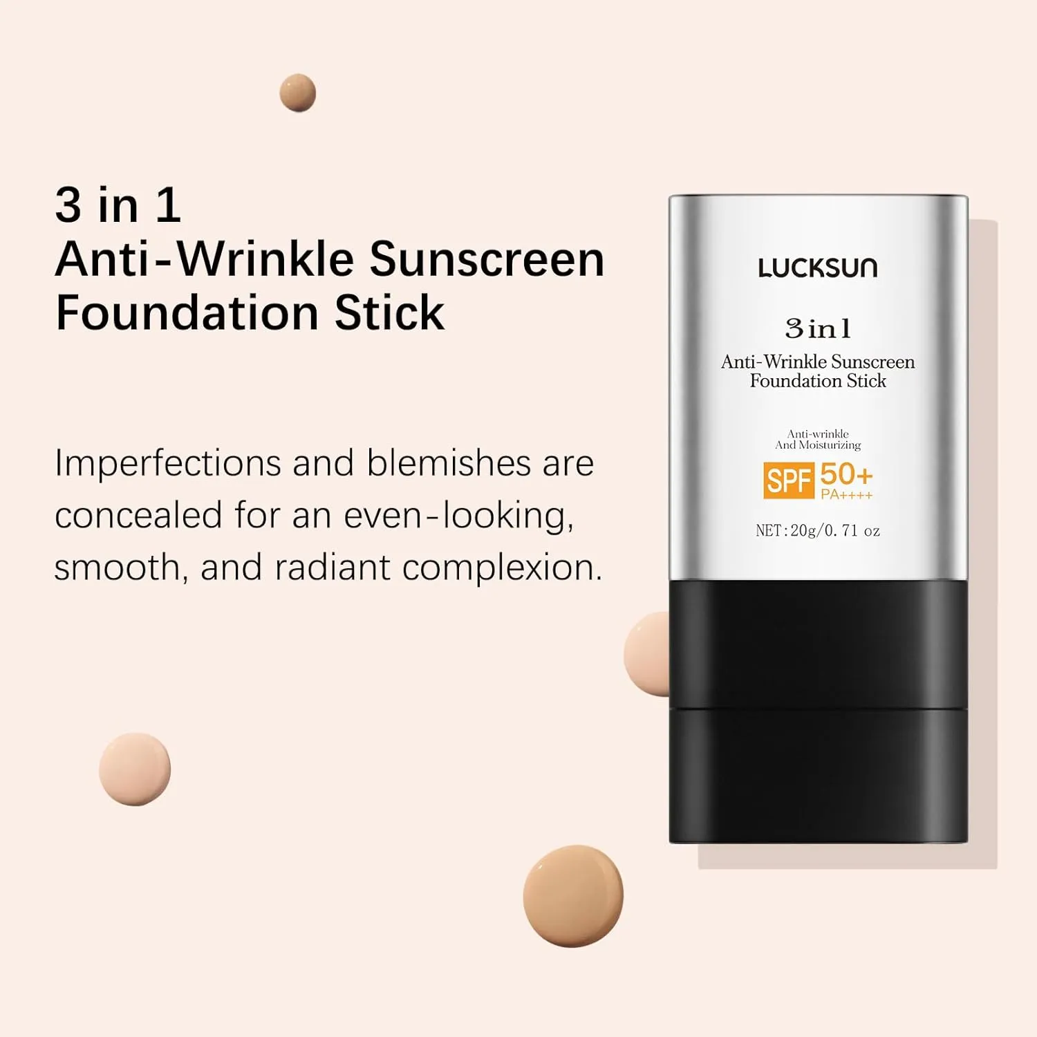 3 In 1-Foundation Stick, Flawless Eraser Foundation Stick With Brush, SPF 50     Multi-Use Makeup Lightweight, Moisturizing Double (Moderate)