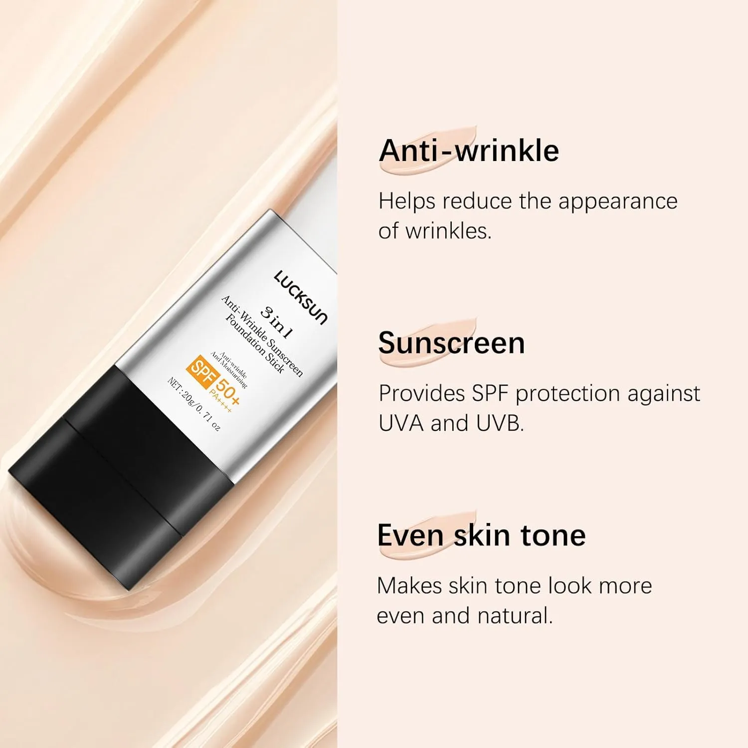 3 In 1-Foundation Stick, Flawless Eraser Foundation Stick With Brush, SPF 50     Multi-Use Makeup Lightweight, Moisturizing Double (Moderate)