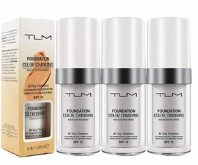 30ml TLM Concealer Cover,Flawless Colour Changing Warm Skin Tone Foundation Makeup Base Nude Face Liquid Cover Concealer（3PACK）