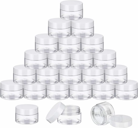 36 Pieces Plastic Jars with Lids Round Clear Container Leak Proof Airtight Cosmetic Small Empty Jars for Lotions Ointments Travel Toiletries Creams Make up Storage (1 oz, White)