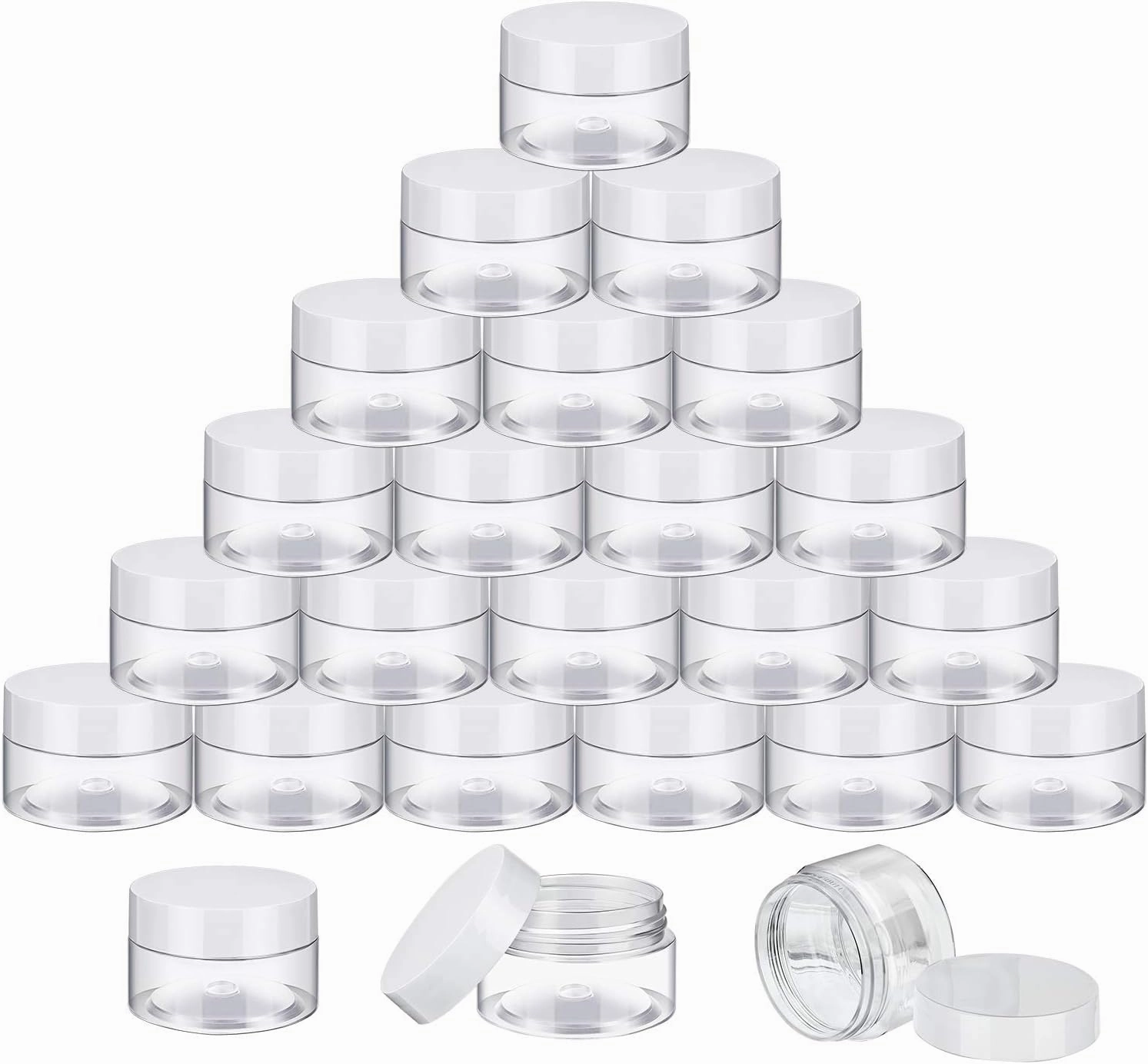 36 Pieces Plastic Jars with Lids Round Clear Container Leak Proof Airtight Cosmetic Small Empty Jars for Lotions Ointments Travel Toiletries Creams Make up Storage (1 oz, White)