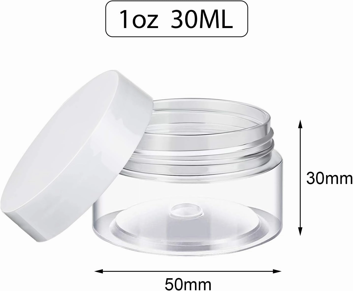 36 Pieces Plastic Jars with Lids Round Clear Container Leak Proof Airtight Cosmetic Small Empty Jars for Lotions Ointments Travel Toiletries Creams Make up Storage (1 oz, White)