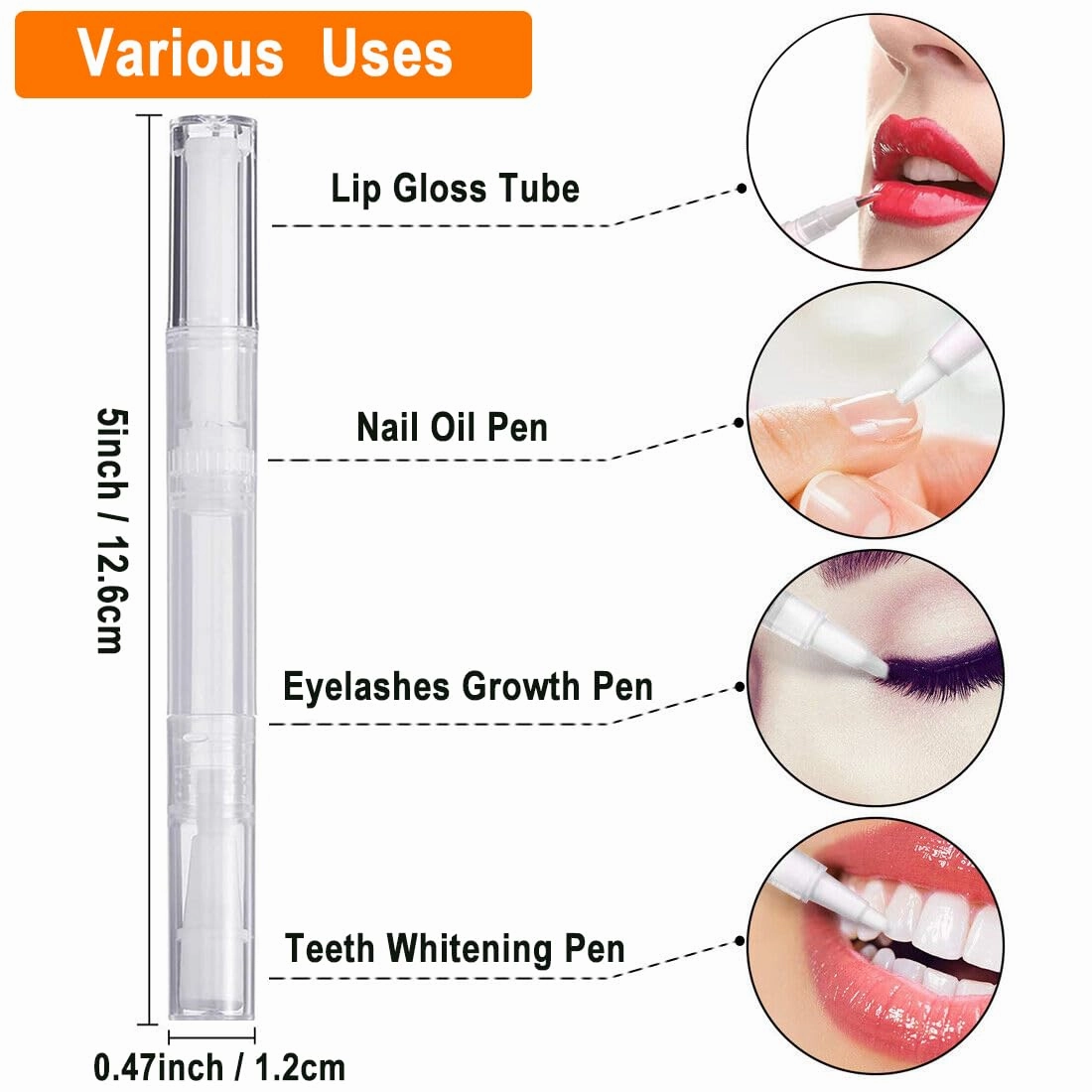 40 Pack 3 ML Transparent Twist Pens, Empty Cuticle Nail Oil Pen with Brush Tip, Cosmetic Lip Gloss Containers Applicators Eyelash Growth Liquid Tube with 2 Stickers