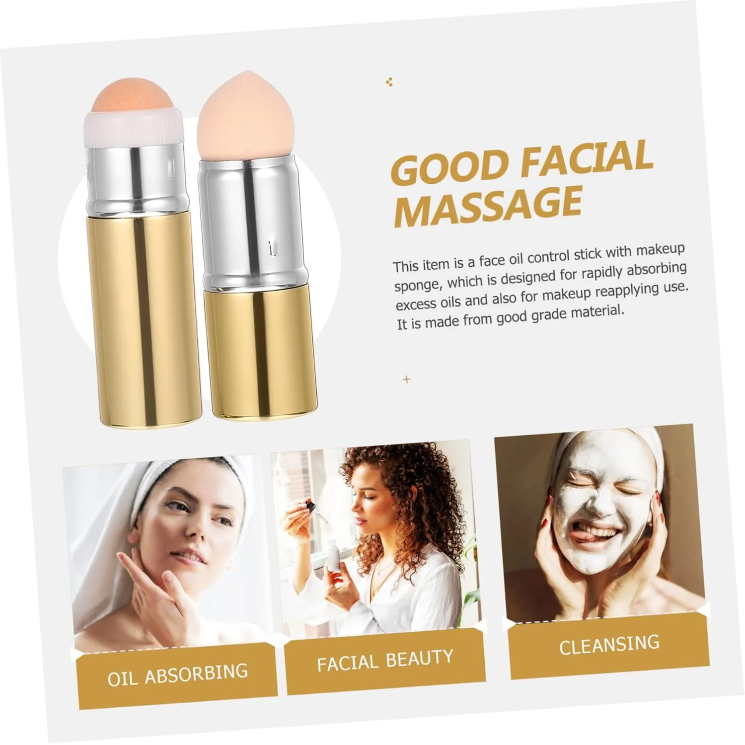 4pcs Absorbing Roller Stick Dual-use Makeup Sponge Oil Control Tool for Oily Skin Portable Facial Roller for Lightweight Design Reusable