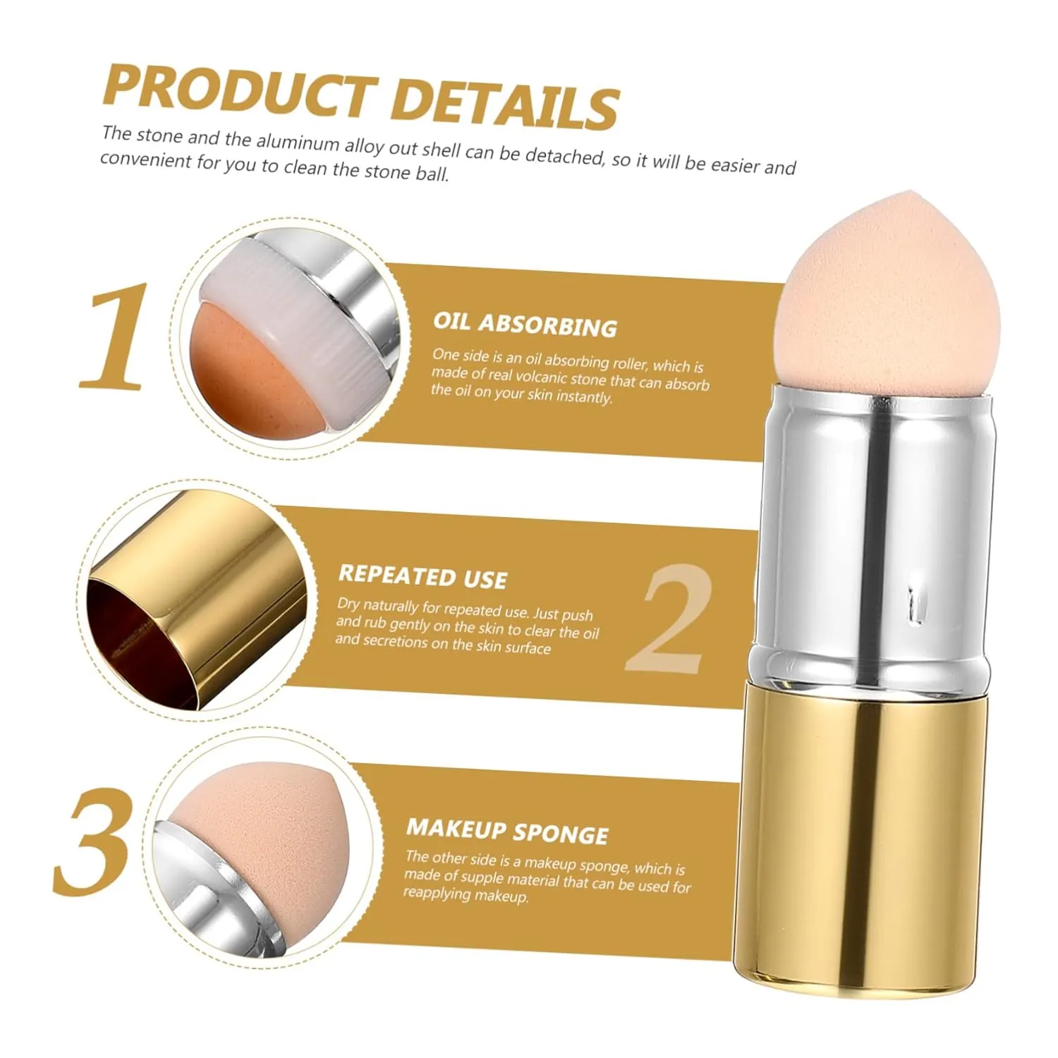 4pcs Absorbing Roller Stick Dual-use Makeup Sponge Oil Control Tool for Oily Skin Portable Facial Roller for Lightweight Design Reusable