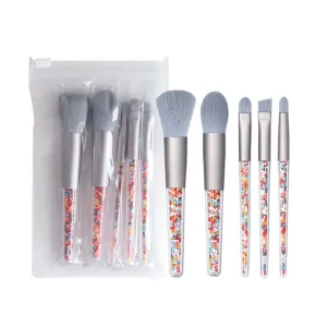 5pcs Crystal Makeup Brushes Set Colorful Lovely Foundation Blending Brush Makeup Tool(Argento)