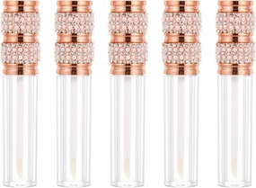 5pcs Lip Gloss Tube Lipstick Tube Lip Stick Container Empty Lip Balm Bottle Lip Stick Sub Bottle Lipstick Tube Empty Lipgloss Gold Lip Gloss Lip Gloss Bottles Vial Plastic Cosmetic