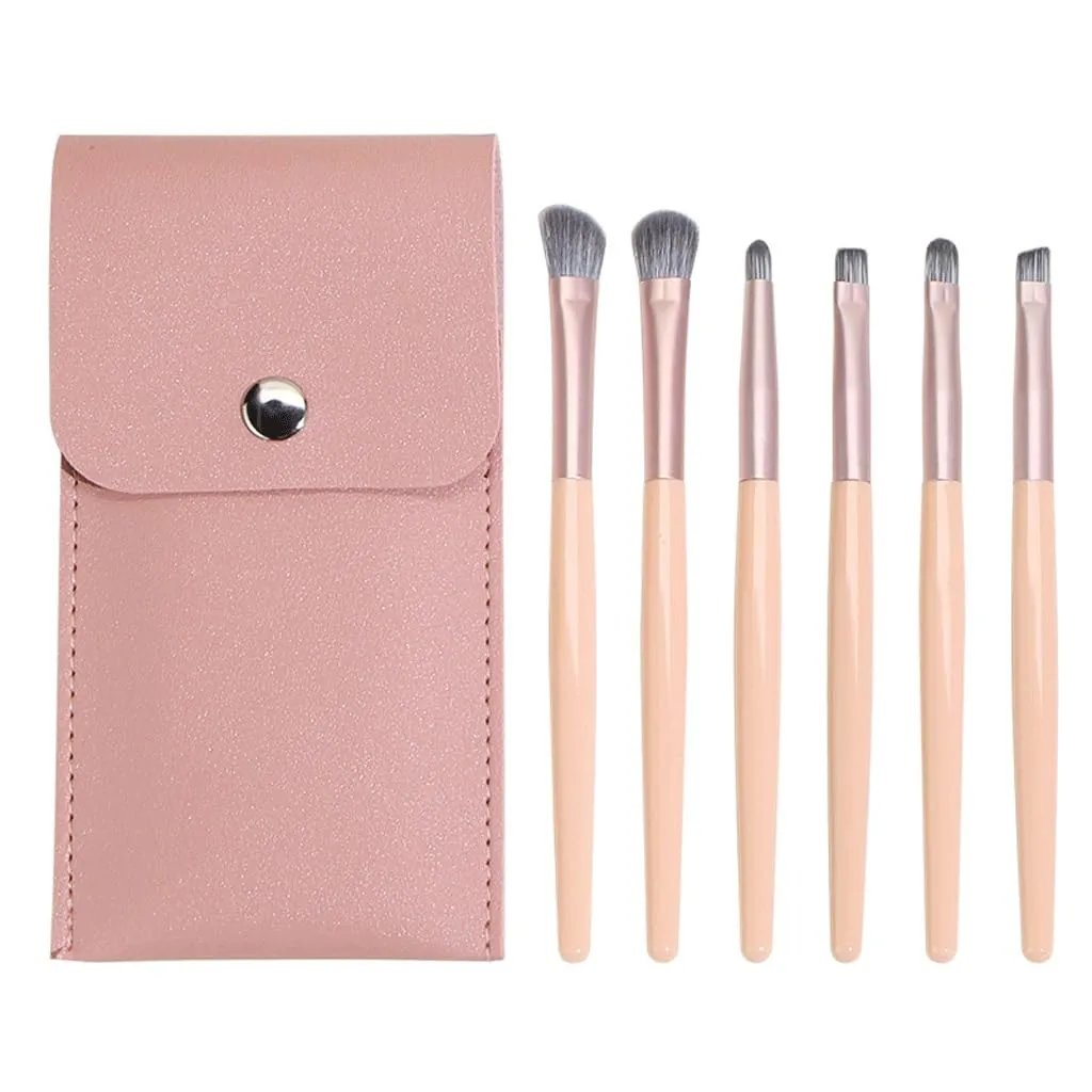 6 x cosmetic brush set, portable, with eye shadow, eyebrow brush, eye makeup tool(D,Pack)
