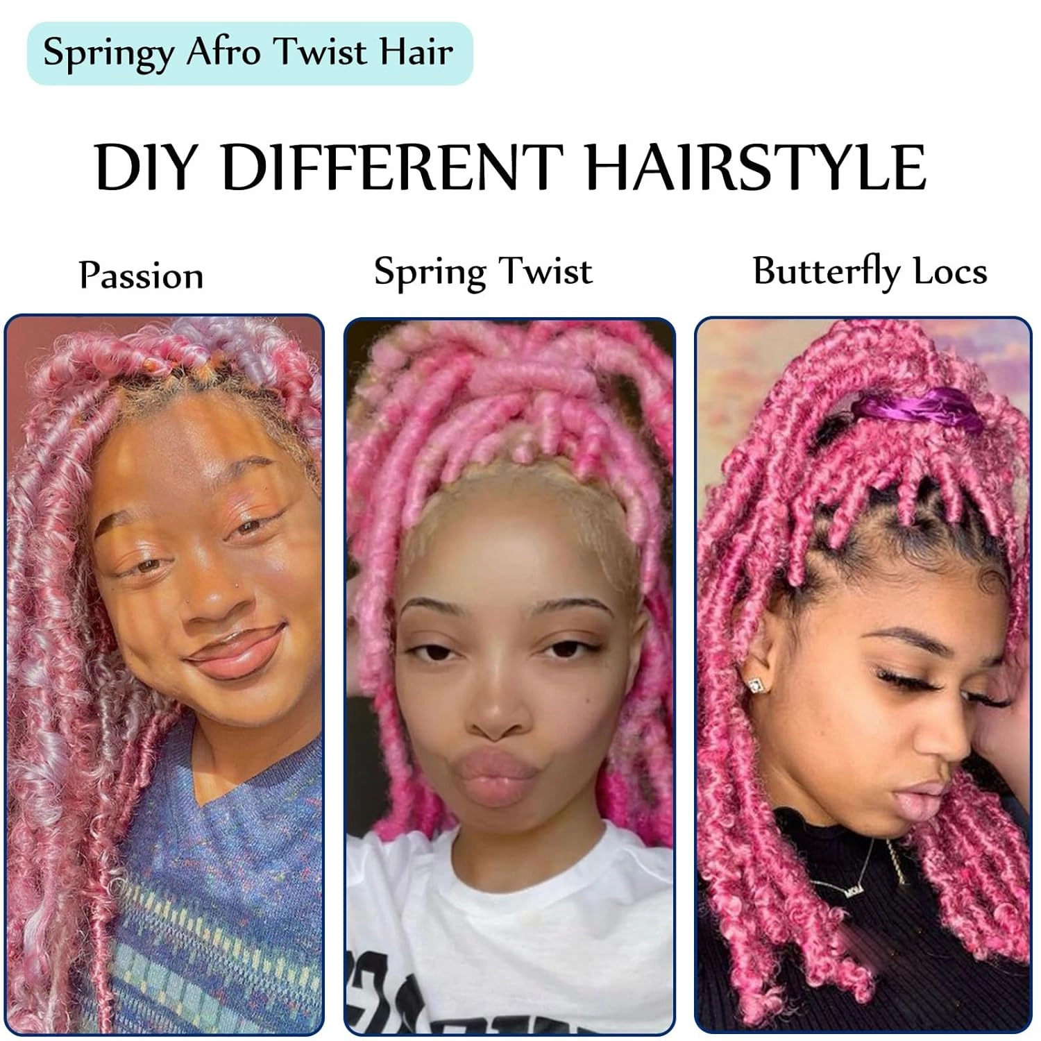 8 Packs Springy Afro Twist Hair Pink Marley Twist Braiding Hair 8 Inch Kinky Twist Short Faux Locs Wrapping Hair for Soft Locs Passion Hair Extensions
