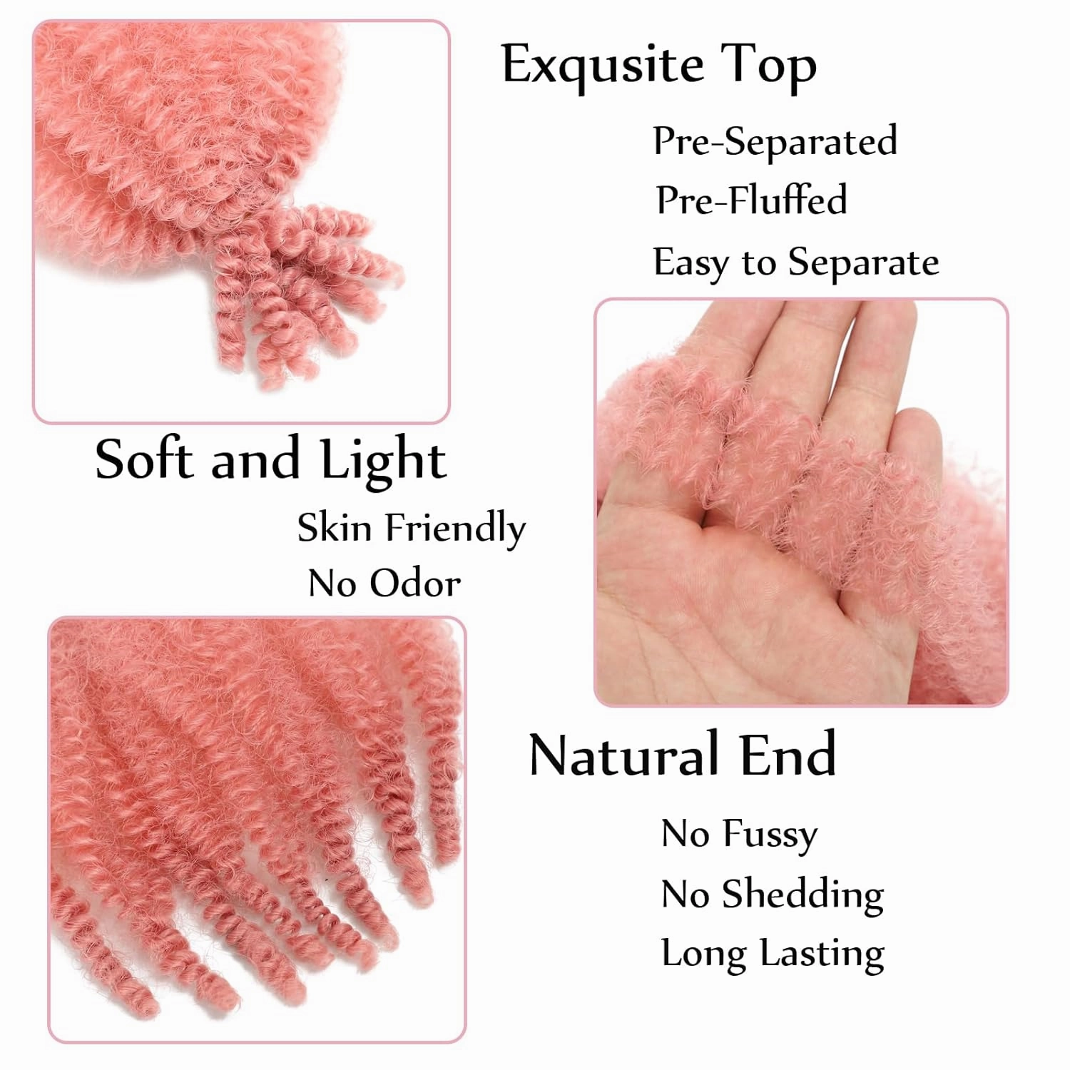 8 Packs Springy Afro Twist Hair Pink Marley Twist Braiding Hair 8 Inch Kinky Twist Short Faux Locs Wrapping Hair for Soft Locs Passion Hair Extensions