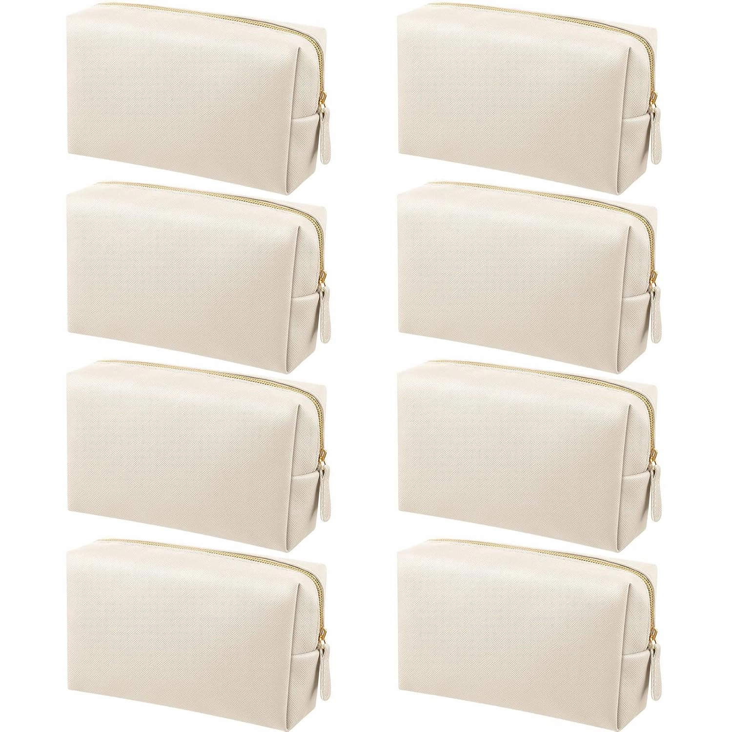 8 Pcs Makeup Bag Pu Leather Cosmetic Pouch Waterproof Small Toiletry Bag Portable Cosmetic Organizer Water Resistant Storage Purse for Lady Women Daily Storage Travel Organizer (Beige,Medium)
