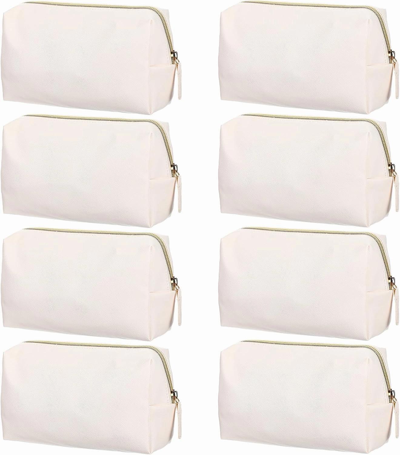 8 Pcs Makeup Pouch with Zipper Beige Cosmetic Bag Personalized Makeup Bag PU Leather Storage Purse for Lady Women Daily Storage Travel Organizer